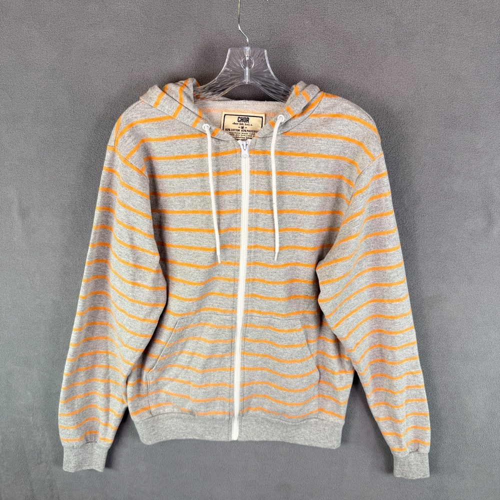 VTG Y2k Chor Mens Hoodie M Skate Striped Grunge Sweatshirt Street Stonercore‎
